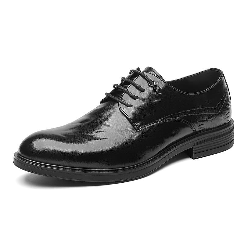 Leather Shoes Men's Genuine Leather New Autumn Hand-scratched Business Casual Men's British and Korean Version Working Groom Wedding Leather Shoes