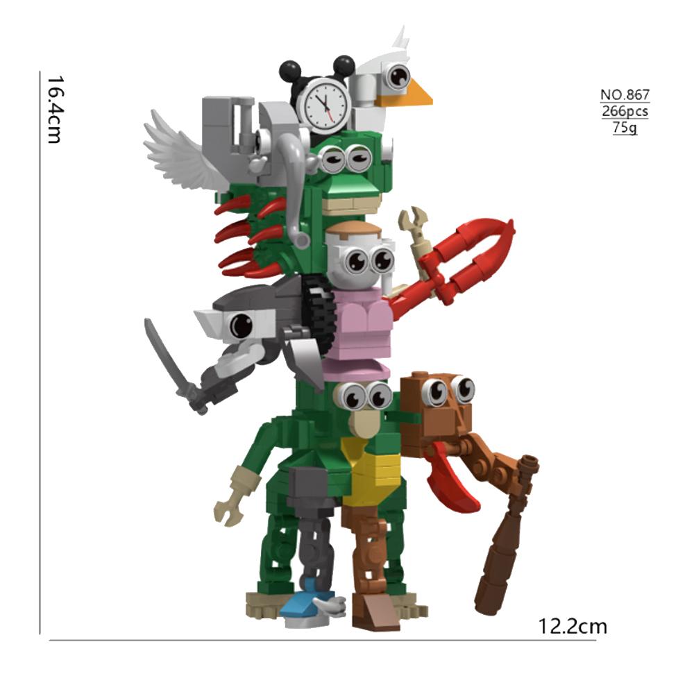 Italian Brainrot Animal MOC Building Block Tung Tung Tung Sahur Wheel Frog Elephant Tree Monster Monkey Toy Desk Decoration Q064