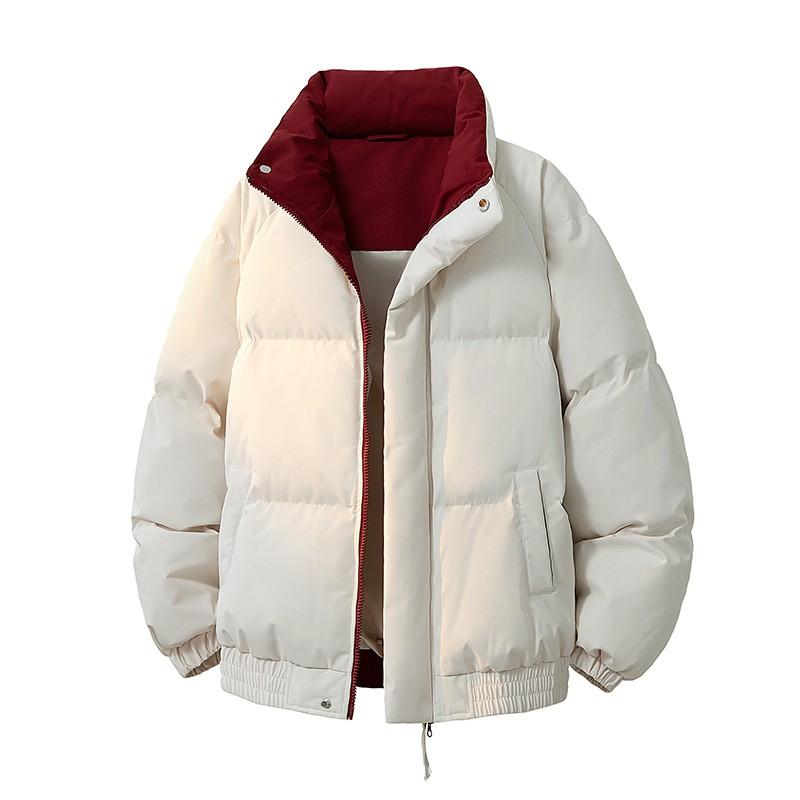 Mens Stand Collar Thick Cotton Padded Jacket Winter Warm Outerwear Loose Fit Youth Casual Wear