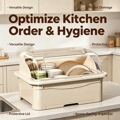 Égouttoir à vaisselle avec couvercle organisateur de vaisselle pour cuisine boîte de rangement pour couverts