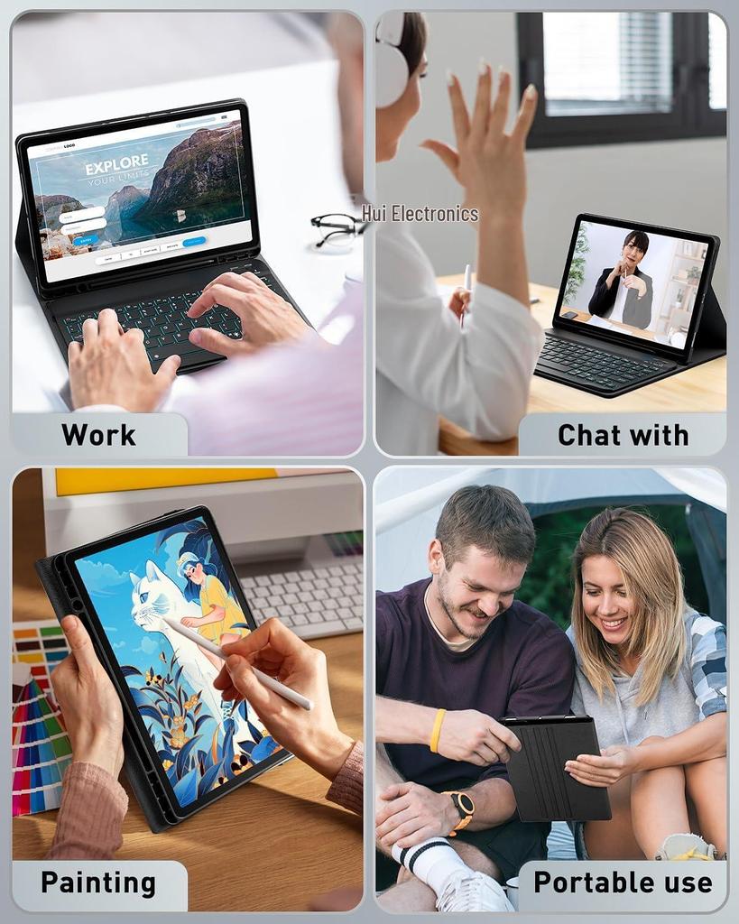 10th Gen iPad 11 10.9" RGB Bluetooth Keyboard & Silent Mouse Case