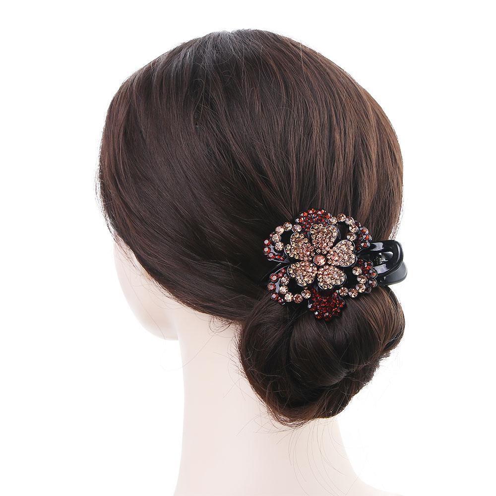 Mädchen Weiblicher Kopfschmuck Haaraccessoires Pferdeschwanzhalter Blume Entenschnabelspange Strass Haarspange