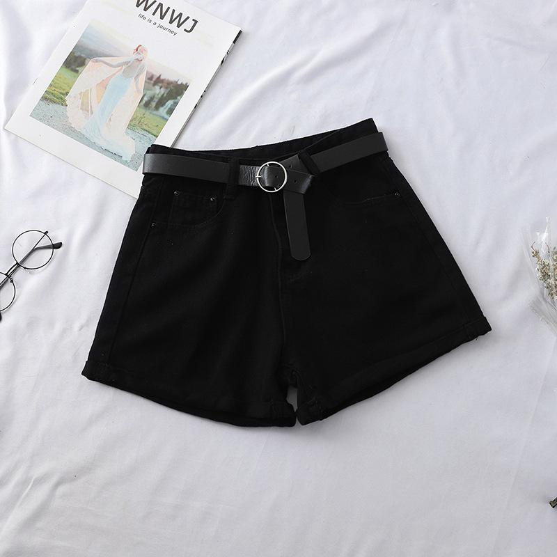 2026 Spring/Summer Women's High-Waisted Denim Shorts: Korean Style, Loose Fit, Slimming A-Line with Rolled Hem