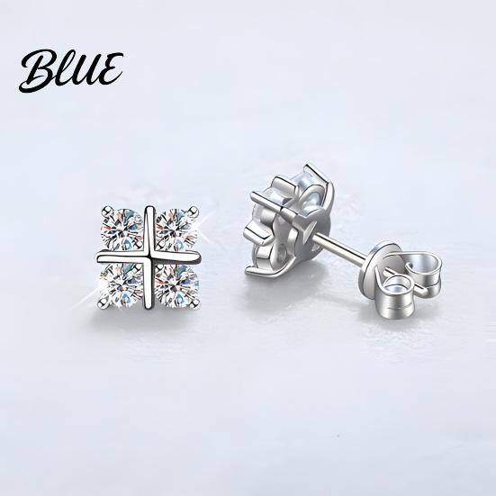Ear Studs 1 Pair Stud Earrings Four-Leaf Clover Design Micro-Setting