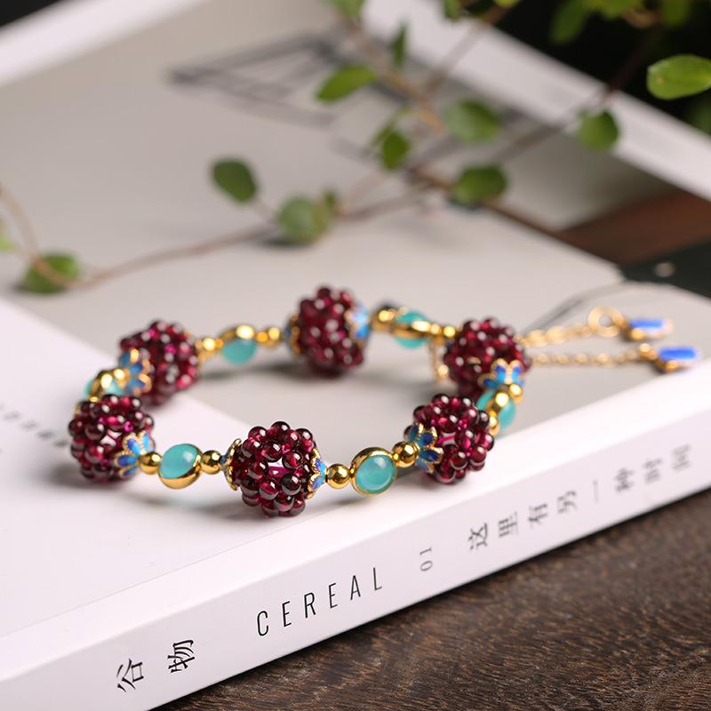 New Style Natural Garnet & Amazonite Stone 14K Gold Filled Female Bracelet Jewelry For Women Birthday Gifts No Fade
