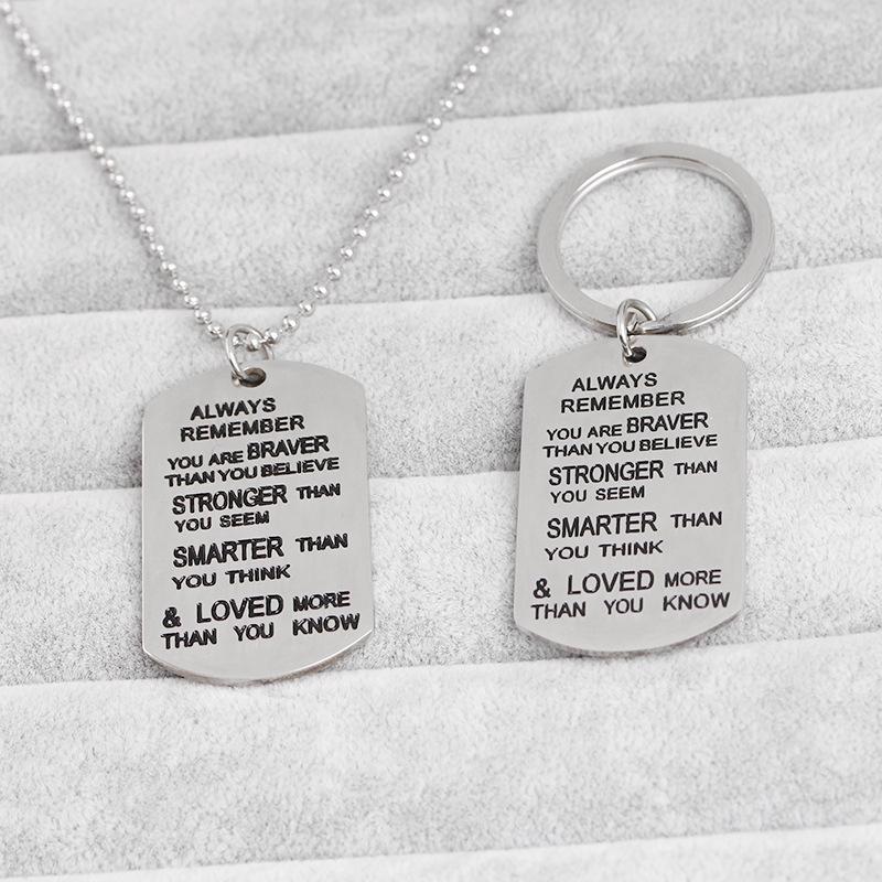 Herinner Je Altijd Dat Je Dapperder Bent Mannen Militaire Belettering Hanger Inspirerende Ketting Sieraden Cadeaus