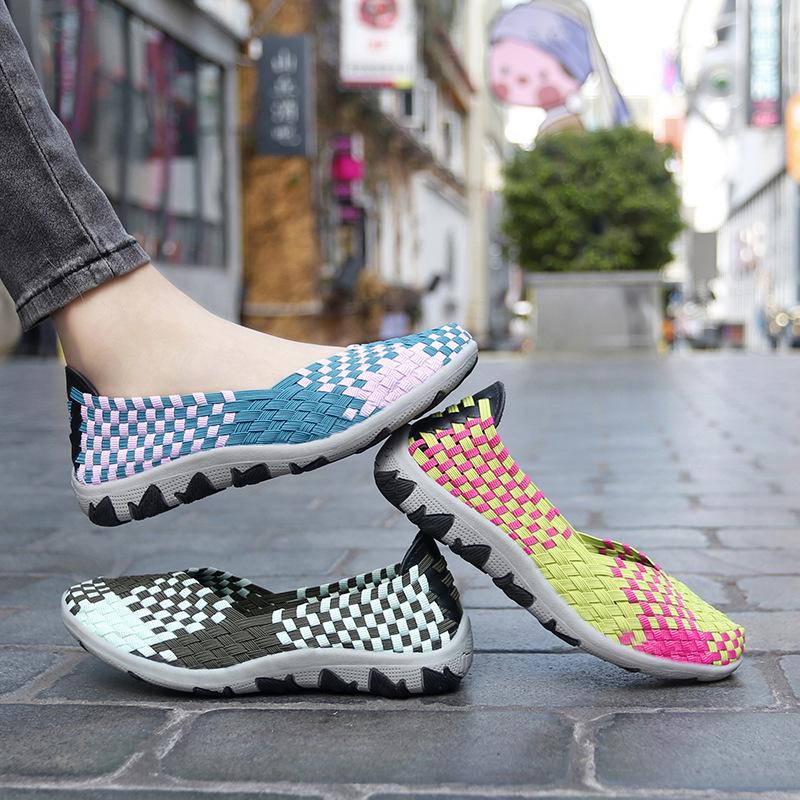 Large size hand-woven shoes flat bottom light breathable sandals sports and leisure single shoes tide