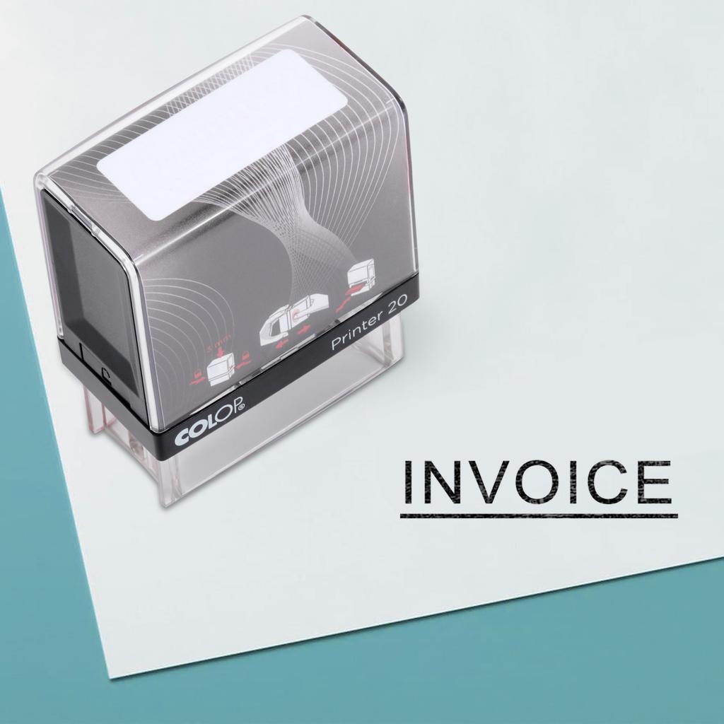 INVOICE Self Inking Rubber Stamp Custom Colop Office Stationary P20 Mini Stamper