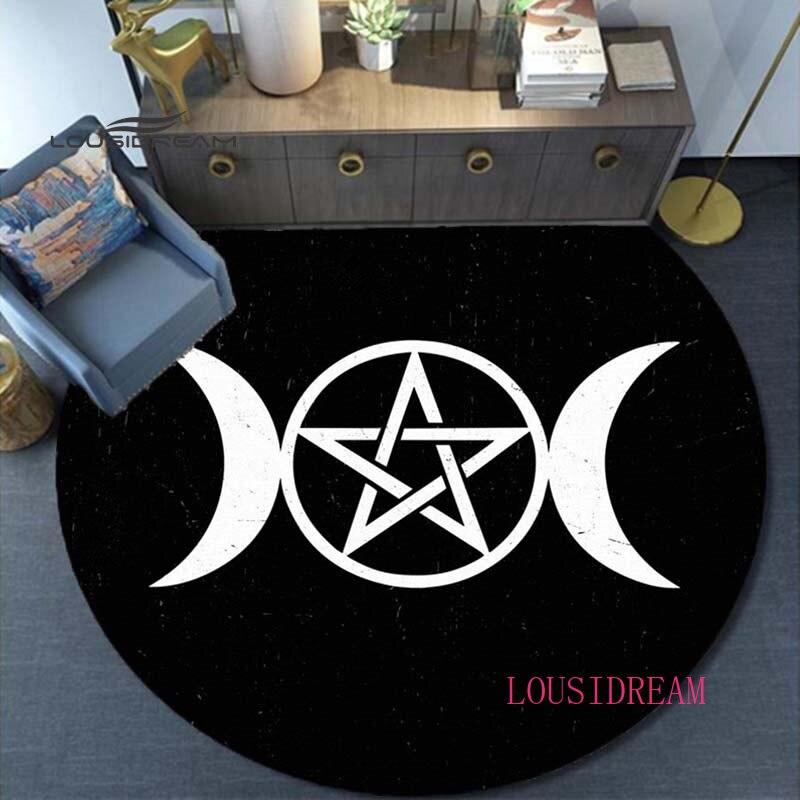 Vyrobeno v PRC Satanic Koberec Domácí Dekorativní Kulatý Koberec Měkký Módní Koberec Ložnice Protiskluzová podložka Podložka na židli Koberec Evil