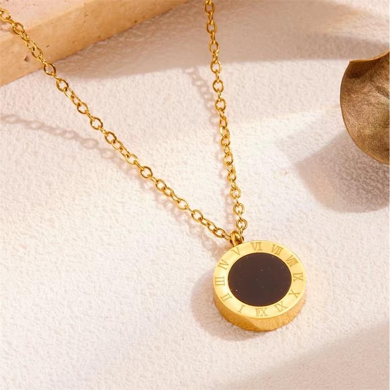 3 ks/Sada 316L Nerezová ocel Černý smalt Římská číslice Přívěsek Náušnice Náhrdelník Sada, Dárky k narozeninám. Dárky na párty