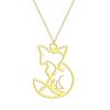 Kinitial Stainless Steel Women's Animal Fox Charm Pendant Necklace Hollow Animal Jewelry