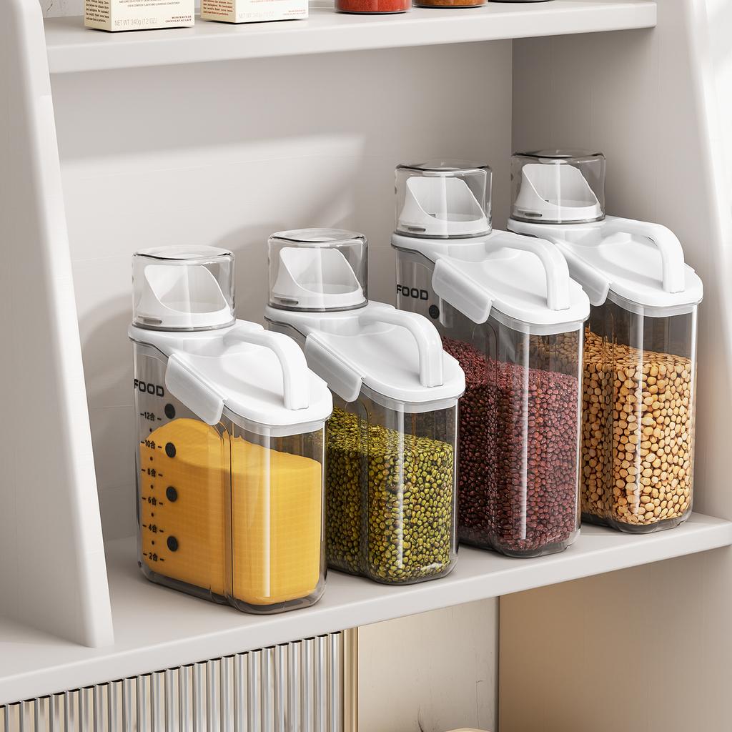 Small Cat Dog Food Sealed Dispenser Box With Measuring Cup,Pet Food Storage Containers Bucket, Home Airtight Dry Food Bucket