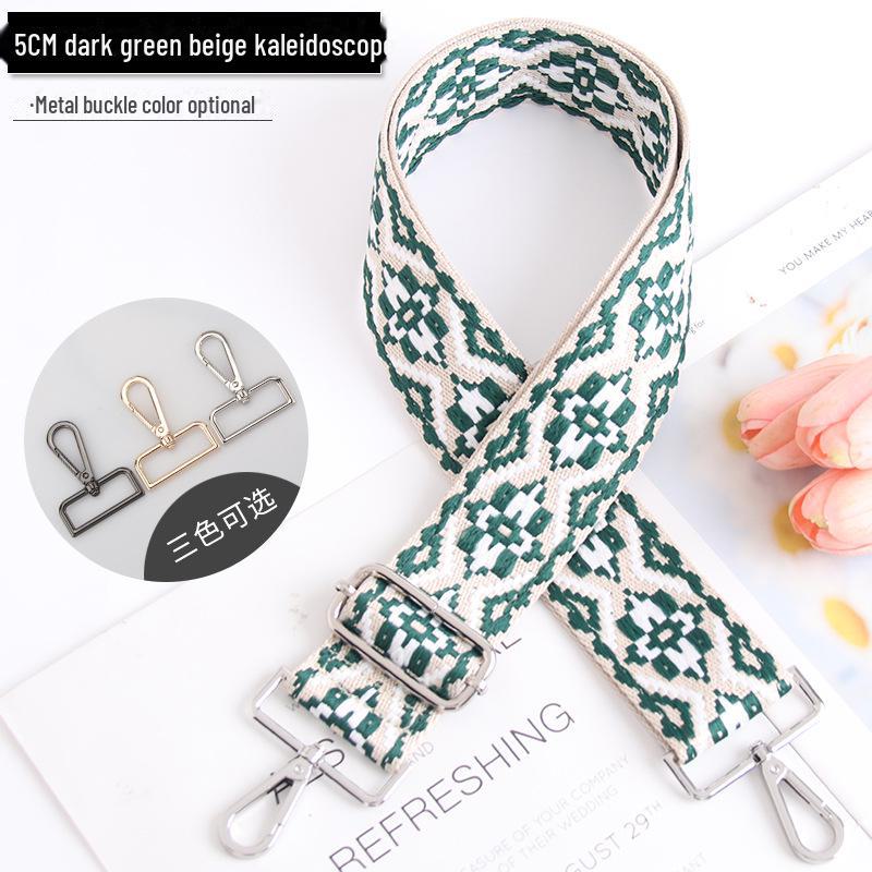 5CM Adjustable Multi-Color Women's Bag Strap - Kaleidoscope Pattern, Wide, Cross-Body
