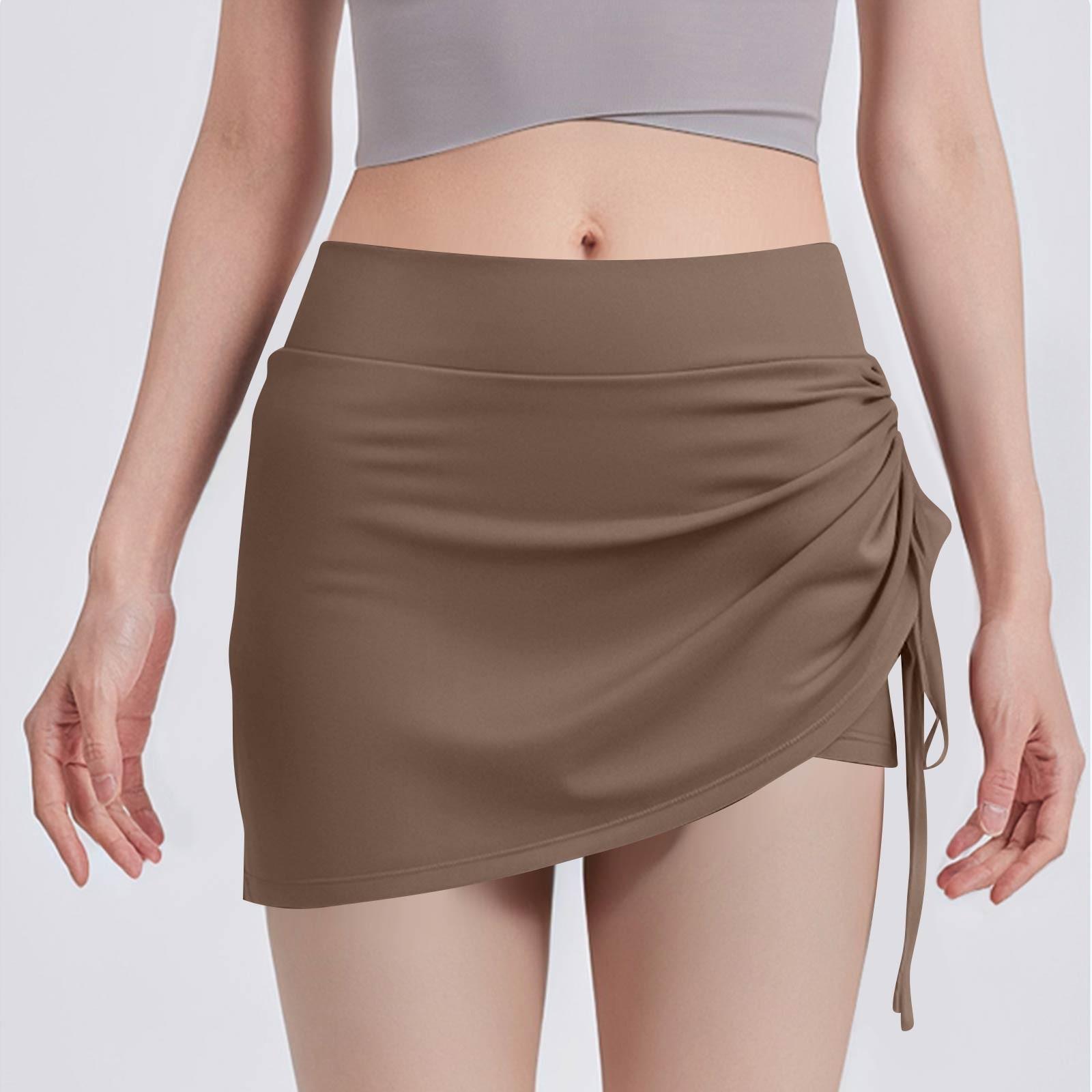 Women s Color Casual Athletic Fitness Running Yoga Pleated Shorts Skirt Tennis Skirt S