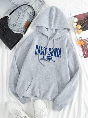 Kalifornie Založeno 1776 San Francisco Pánské Dámské Mikiny Roztomilé Kapsy Pulovry Vzor Oversize Streetwear Fleece Pár Sportovní oblečení