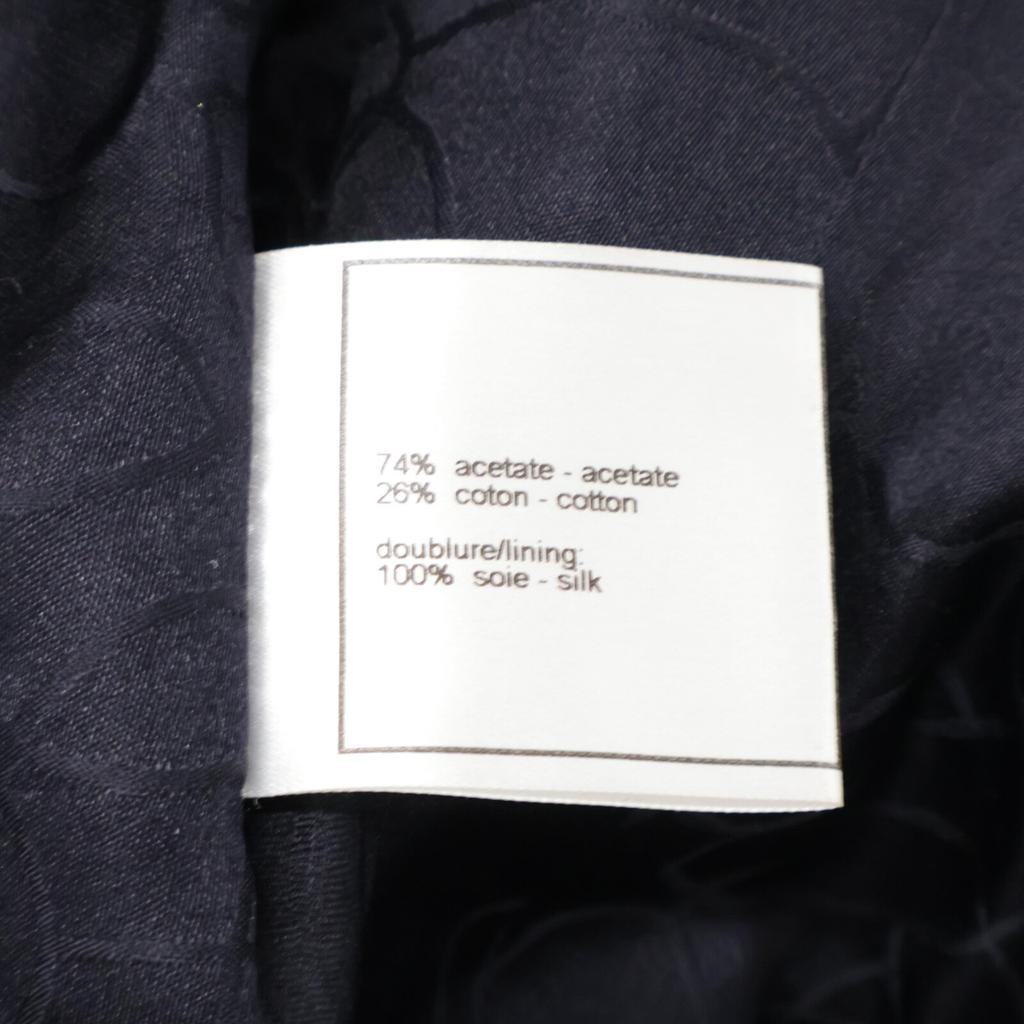 CHANEL 01P P17432V09913 Wheel COCO Button Houndstooth Jacket 36 Navy x beigeUsed