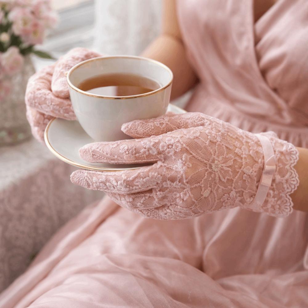Full-finger Design Women Sun Protection Gloves Anti-skid Ice Silk Lace Gloves Outdoor Activities