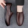 Autumn two-layer cowhide business casual men's shoes non-slip and breathable medium and old soft-soled dad leather shoes one-pedal men's shoes