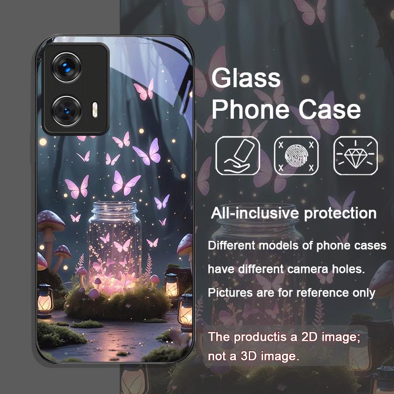 Beautiful Forest Butterfly Book Printed Tempered Glass Phone Case for Motorola Moto G85 G84 G75 Edge 50 Fusion 40Neo 30Pro Cover