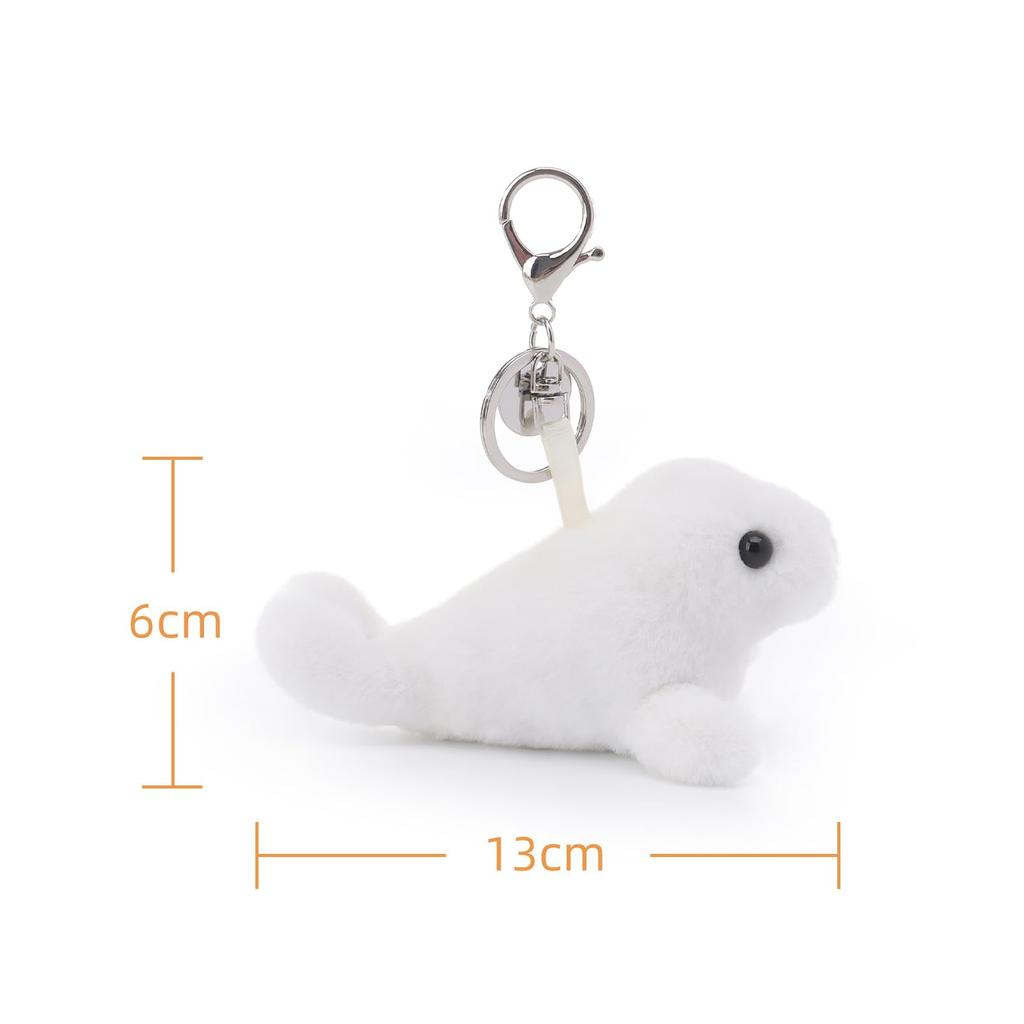 Apricot Lamb Cute Seal Pup Soft Animal Keychain Plush Suitable for Men and 13cm Toy, Women, Backpack, Wallet,
