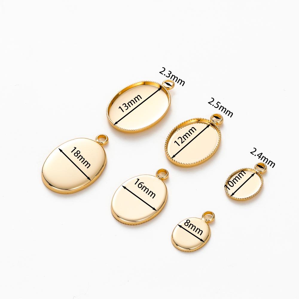 10 Pièces/Lot Plaqué Or 14K 18K Cabochon Avec Trou Base de Pendentif Plateau Vide Lunette DIY Pendentif Fait Main Bijoux Fabrication Fournitures