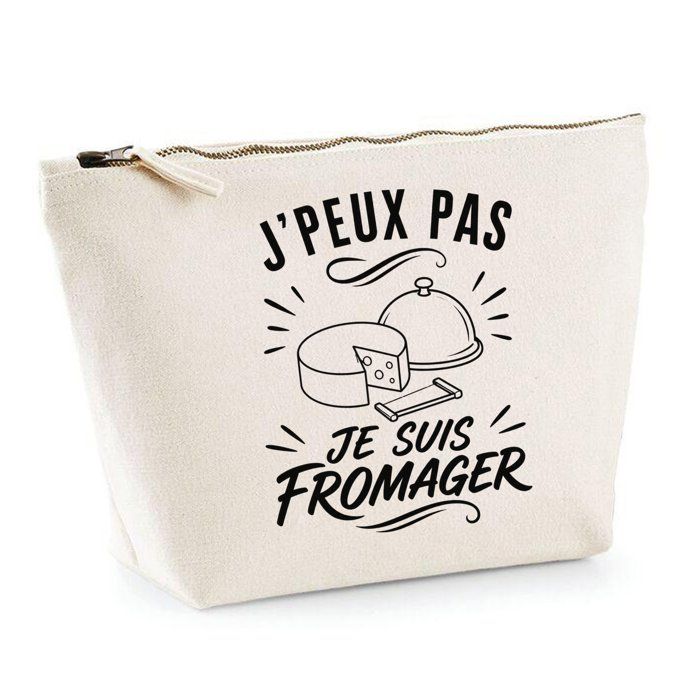 Trousse de toilette - PLANETEE - J’peux pas je suis Fromager J'peux pas minimaliste - 100% coton - 3 L - Impression DTG