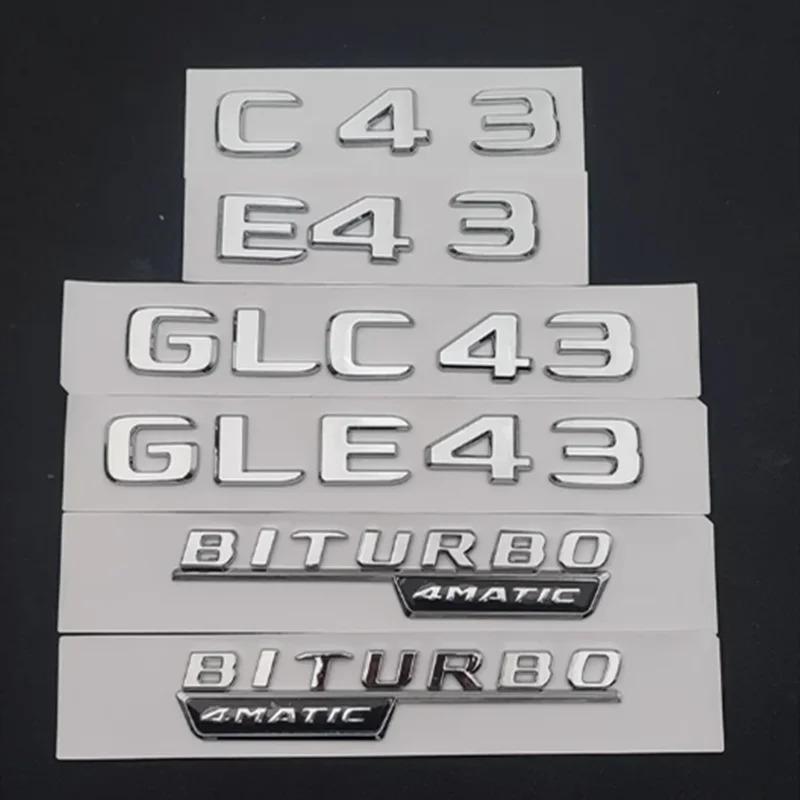 3D ABS Car Trunk Badge BITURBO 4MATIC Emblem Logo For Mercedes C43 W205 W204 E43 W213 W212 GLE43 X253 GLC43 W167 Accessories