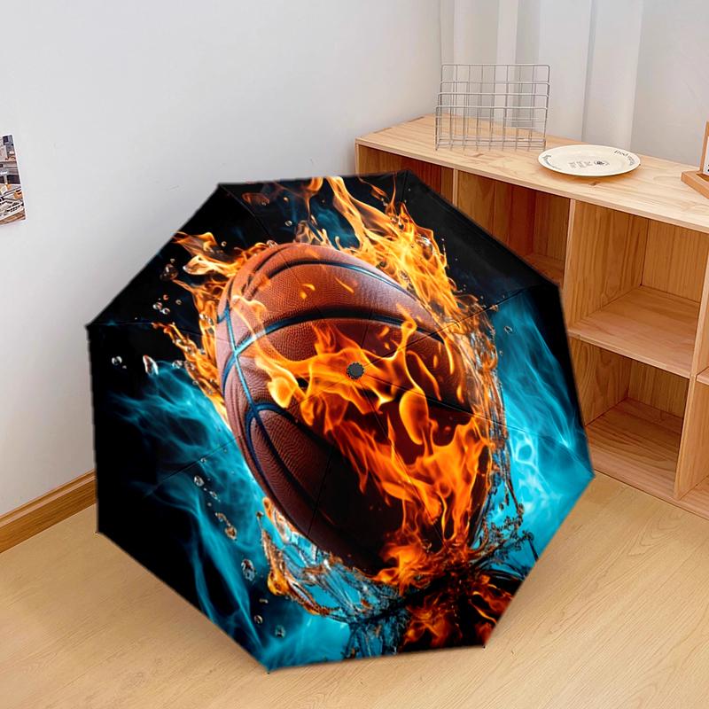 1 Stück Basketball Sport Regenschirm Tragbarer Faltregenschirm Eisenrahmen Loch Rippenstruktur Outdoor Heim Regenschirm A8