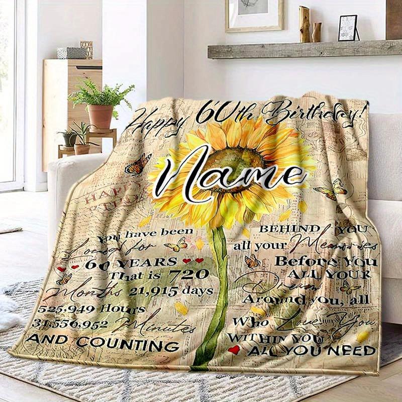 Happy 60Th Birthday Customize Your Name Blanket Warm Comfortable And Soft Blankets Are Suitable For Home Lunch Break Blanket Office Sofa Sofa Gift To