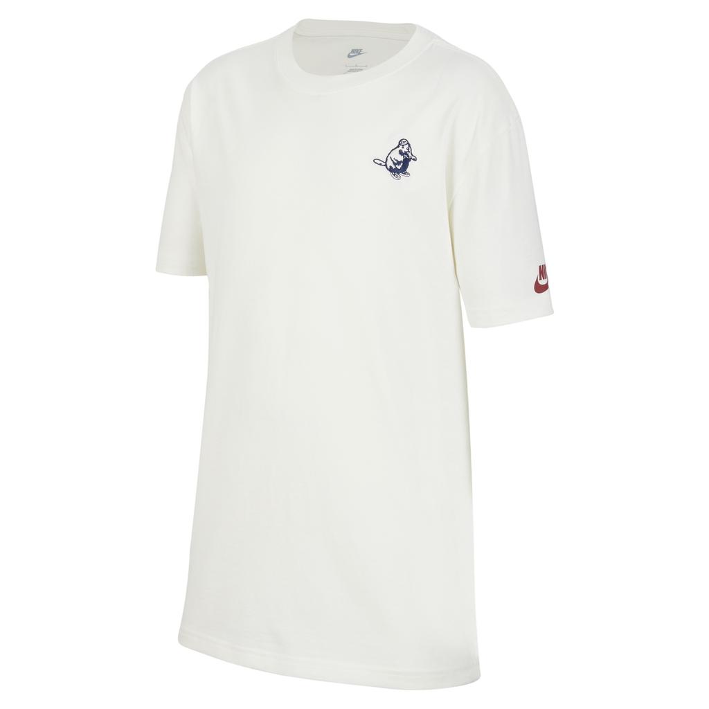 Nike Sportswear Loose Comfortable Fashion College Style Beaver Pattern Short Sleeve T-Shirt Kids Tops Sail-White IH0830133
