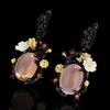 2026 Fashion Black Gold Three-piece Goose Egg Zircon Ring Necklace Stud Earrings Wedding Party Ladies Jewelry