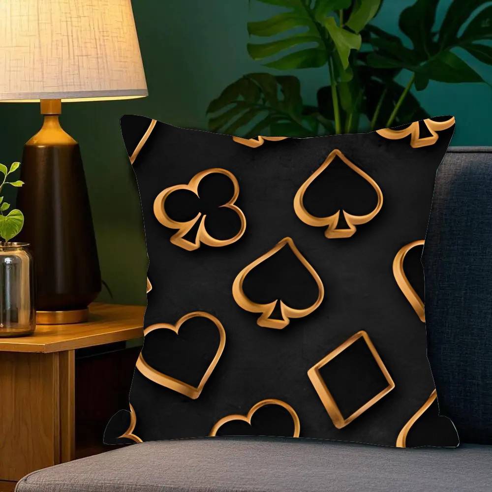 Federa Cuscino Carte da Gioco Federa Quadrata alla Moda Camera da Letto Divano Soggiorno Decorazione Ins Tempo Libero