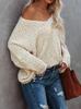 2025 Winter Strick-Lochmuster Pullover: Damen Freizeit Pullover Unifarben Lockerer Schnitt