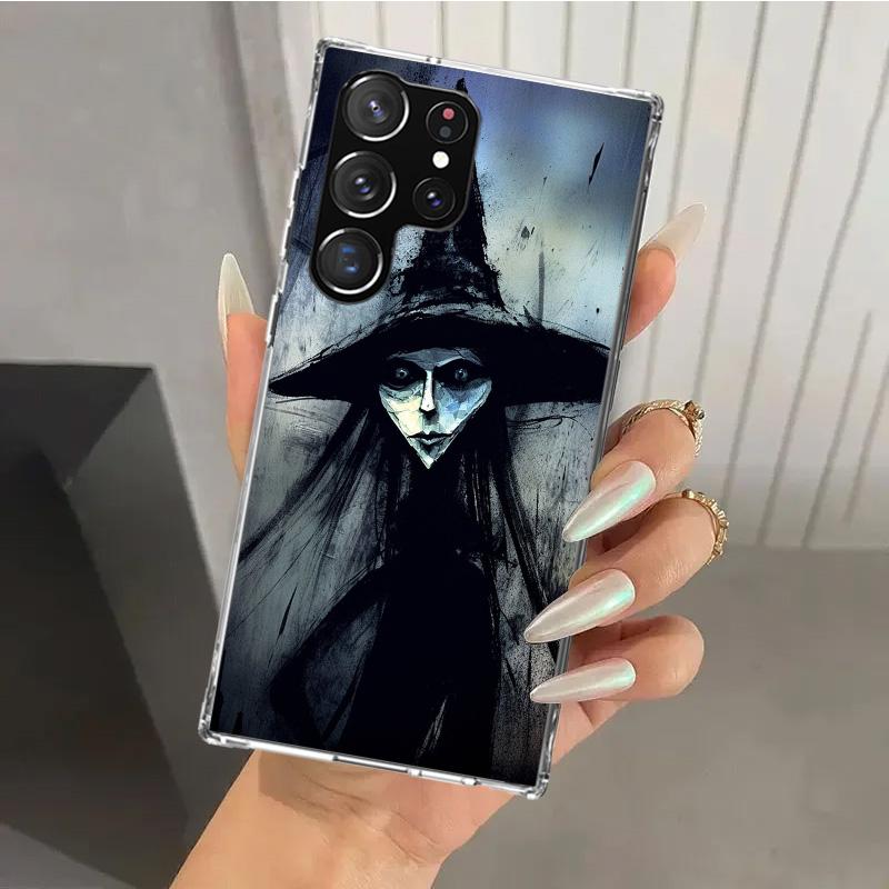 Halloween Moon Witch Horror Phone Case for Samsung Galaxy S26 S24 S23 Ultra S25 Edge S22 S21 Plus S20 FE + Soft Print Shell Fund