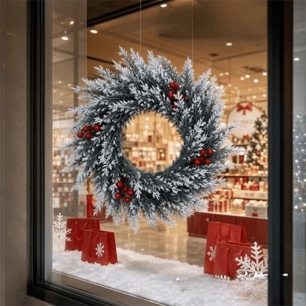 Evergreen Plastic Christmas Pine Wreath Artificial Pine Garland Wreath Indoor Decor
