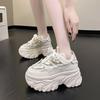 Fashion Women Platform Casual Mesh Breathable Shoes 2025 New Summer Chunky Sneakers Hollow 8.5CM Wedges Hidden Heels Leisure Shoes Woman