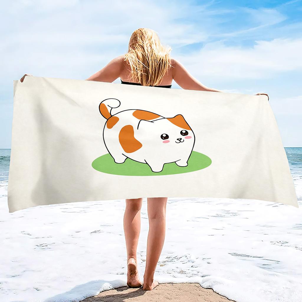 Cute Cat Beach Towel Absorbent Oversized Quick Dry Sand Free Lightweight Bath Towel Microfiber Summer Pool Towel for Kids Adults