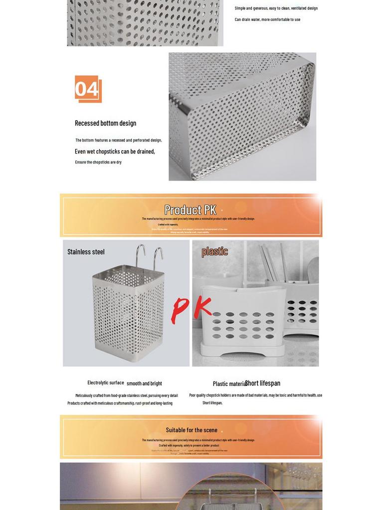 Stainless Steel Hanging Chopstick Holder & Kitchen Storage Rack