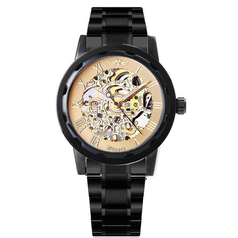 18 Colors Winner Men'S Fashion Business Casual Hollow Room Gold Strap, Manual Mechanical Watch