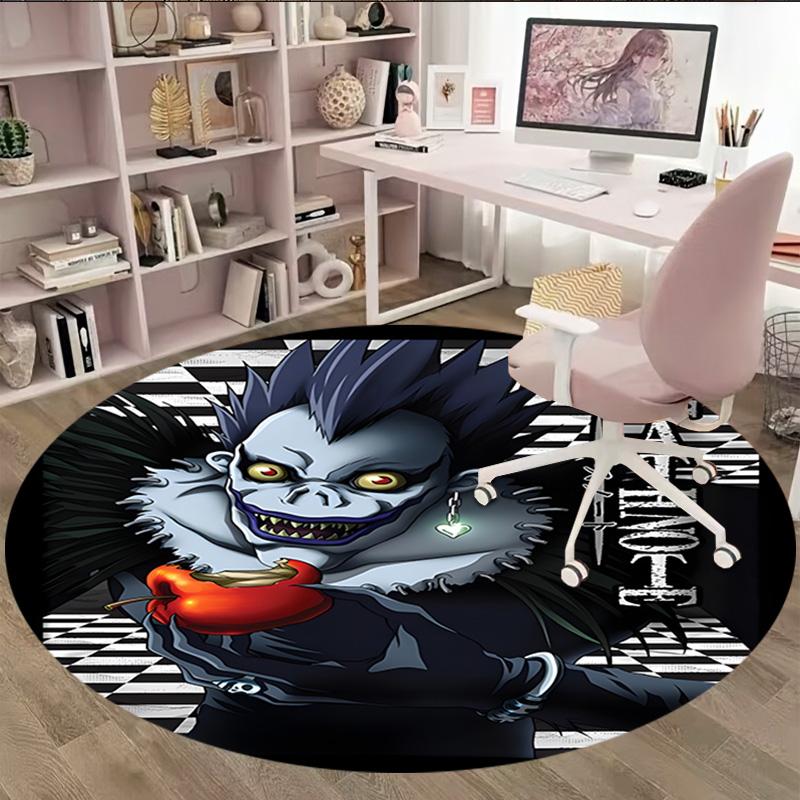 1pc D-Death Note  Carpet, Round Rug, Comfortable, Suitable for Entryways, Living Rooms, Office, And Bedrooms, Christmas Decoration