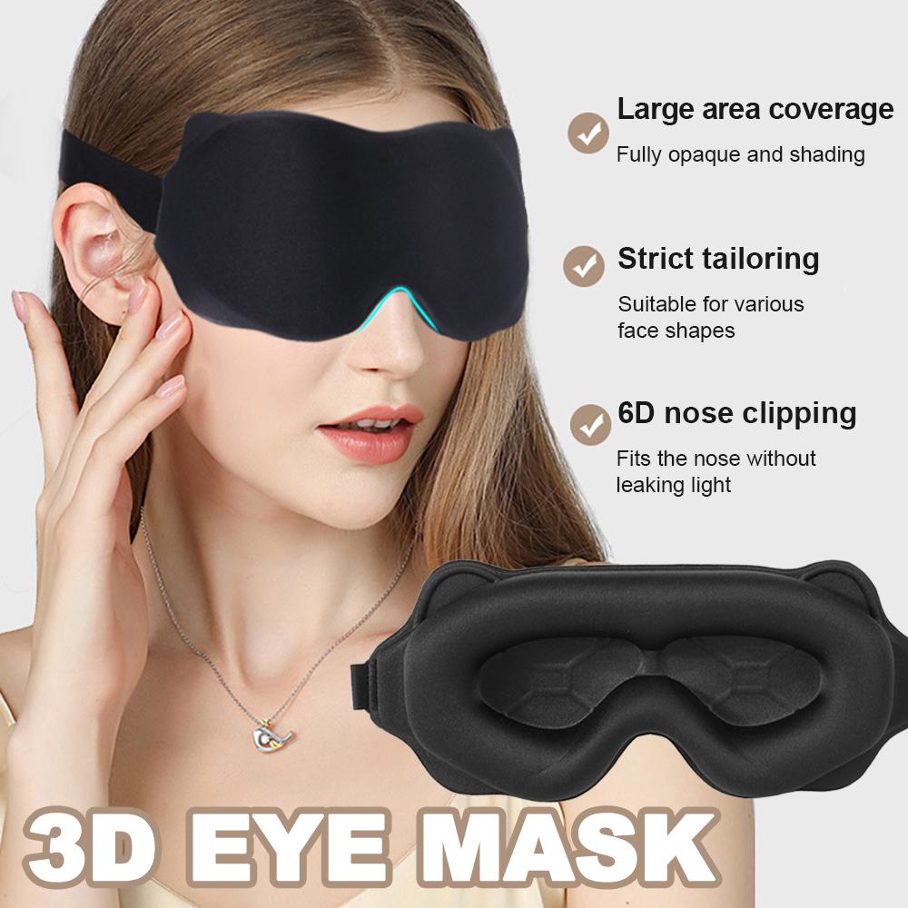 3D Sleep Mask Blindfold Sleeping Aid Soft Memory Foam Eye Mask Block Out Light Pressure Sensation Rest Relax Aid Adjustable Mask