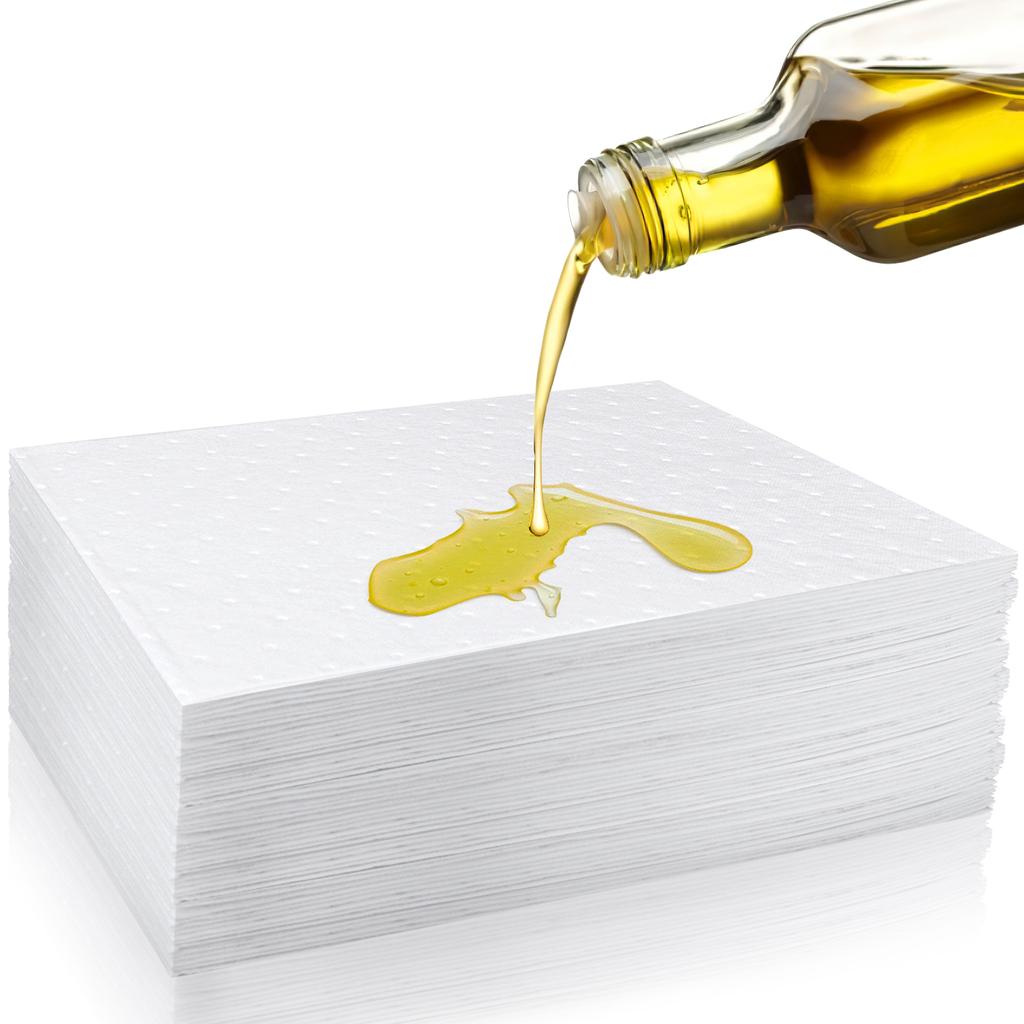 20Pcs White Oil Spill Absorbent Sheets Oil Absorbent Pads/Mats (Oil/Fuel Only), Oil Pads For Spillage Cleanup - Industrial