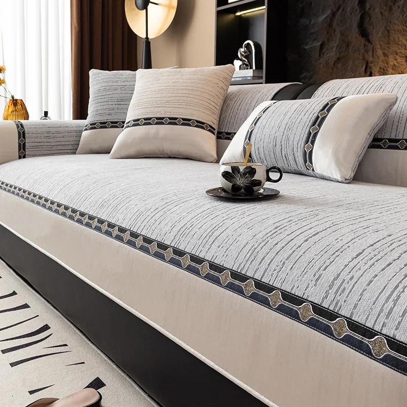 

Современная и простая подушка для дивана из шенилла, новая универсальная противоскользящая пылезащитная тканевая подушка для гостиной на четыре сезона 70x70