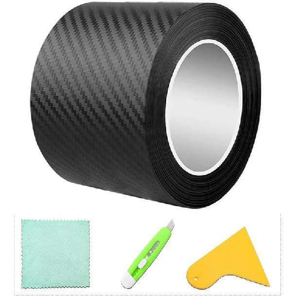 Carbon Fiber Vinyl Wrap For Cars Door Protector Edge Guards 0.6Mm Thick 33Ft Length Multi Width Options Universal Fit Hood Trunk Dashboard Motorcycle