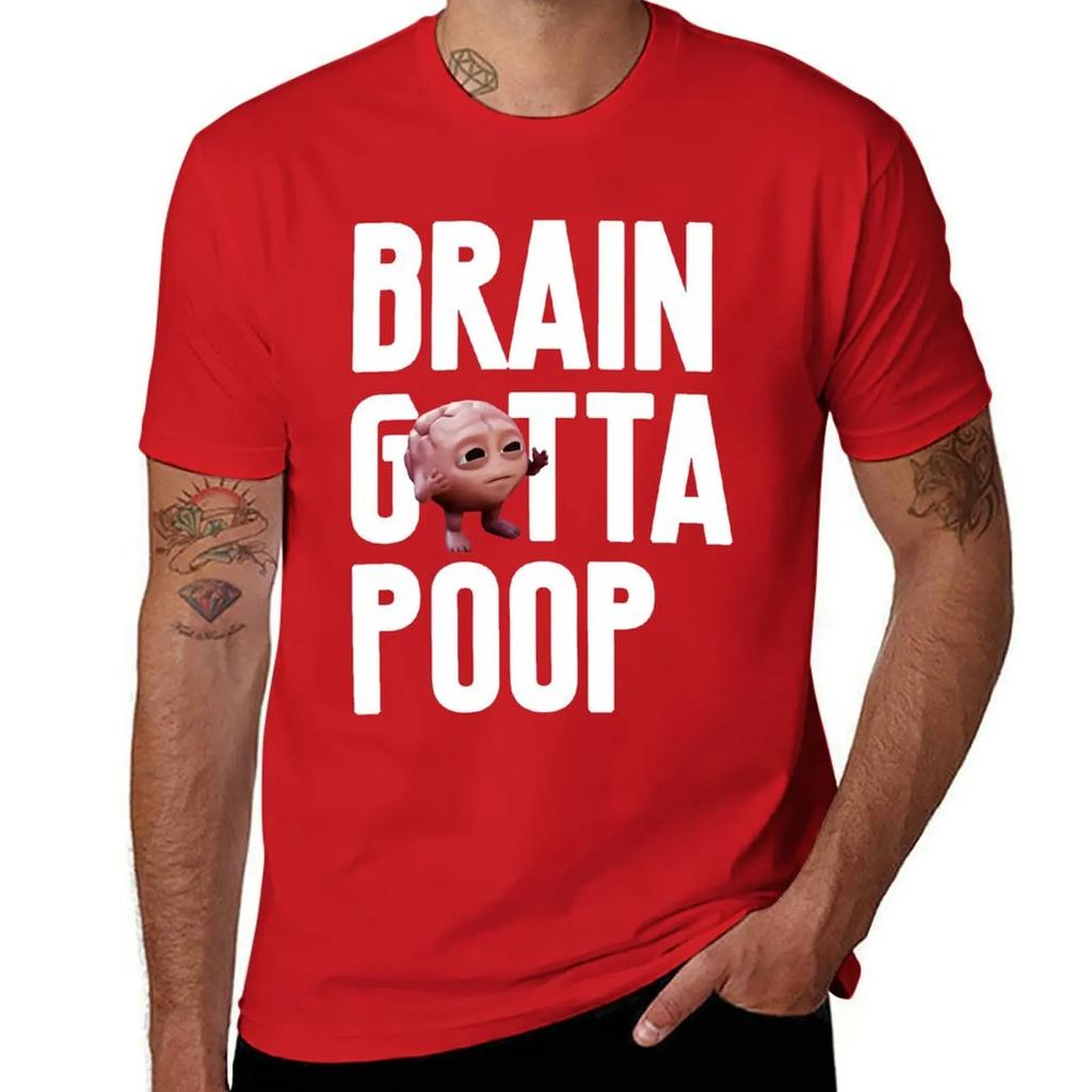 Brain Gotta Poop T-Shirt Aesthetic clothing Blouse boys animal print men workout shirt