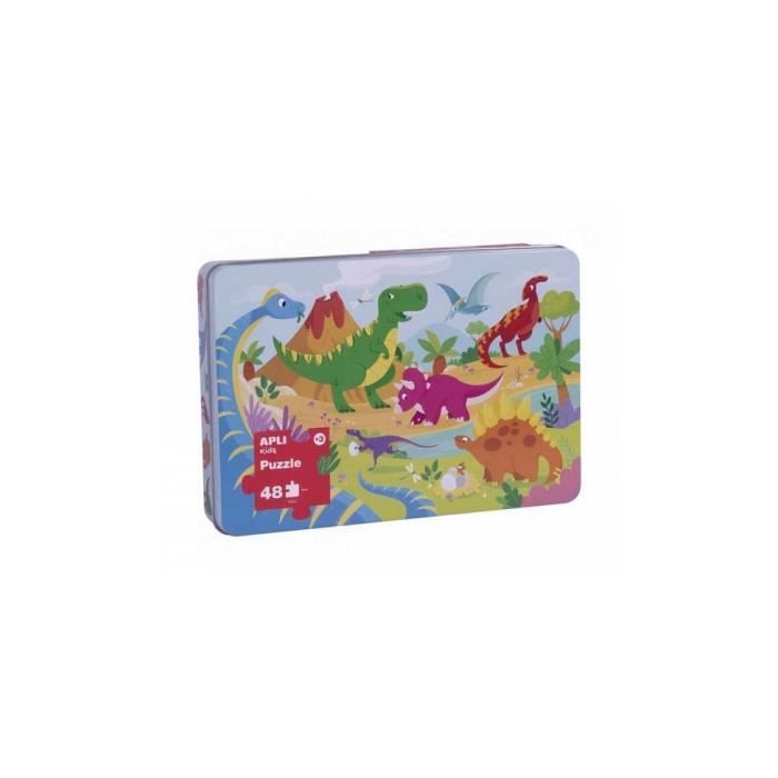 Puzzle Dinosaures 48 pièces - APLI - Thème Animaux - Pour Enfant de 3 ans et plus