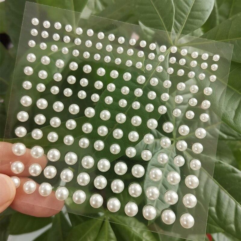 2Sheets Fashion Tattoo Makeup Eyeliner Eyeshadow Eyes Makeup Face Pearls Stickers Imitation Pearls Acrylic Self Adhesive