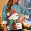 Women's Casual Fashion Round Neck Plus Velvet Thickened Christmas Print Sweatshirt