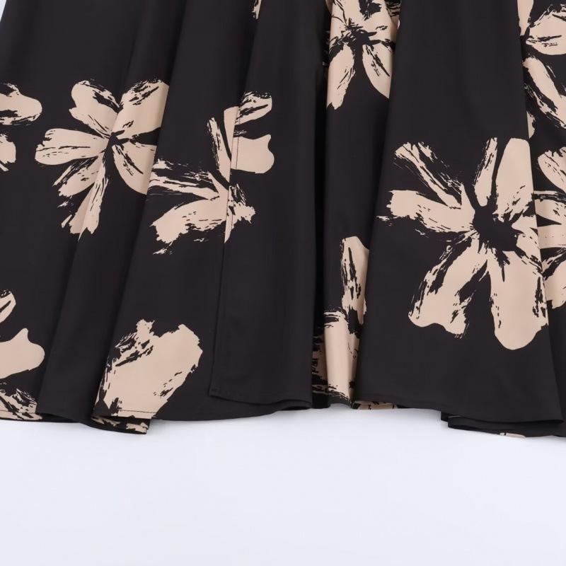 2026 Frühling Europäischer & Amerikanischer Stil Schlankmachendes Bedrucktes V-Ausschnitt Taillenbetonendes Kleid