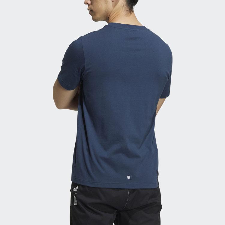 Adidas Wu Ji Series Graphic Print Sports Casual Crew Neck T-Shirt Men Tops Navy HM7469